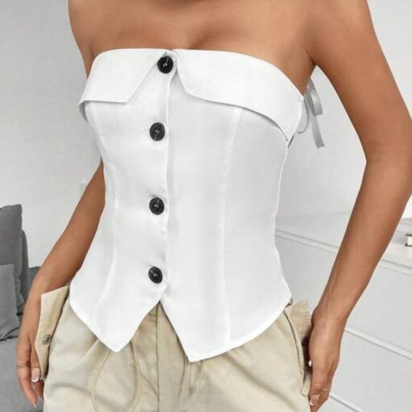 SHEIN Tops - White Button Tube Top